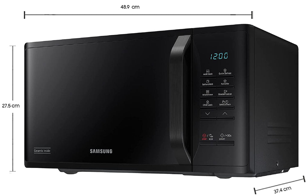 Samsung MS23A3513AK/TL 23L Solo Microwave Oven (Black, Ceramic Enamel, Quick Defrost, AutoCook, ECO Mode, Child Lock)