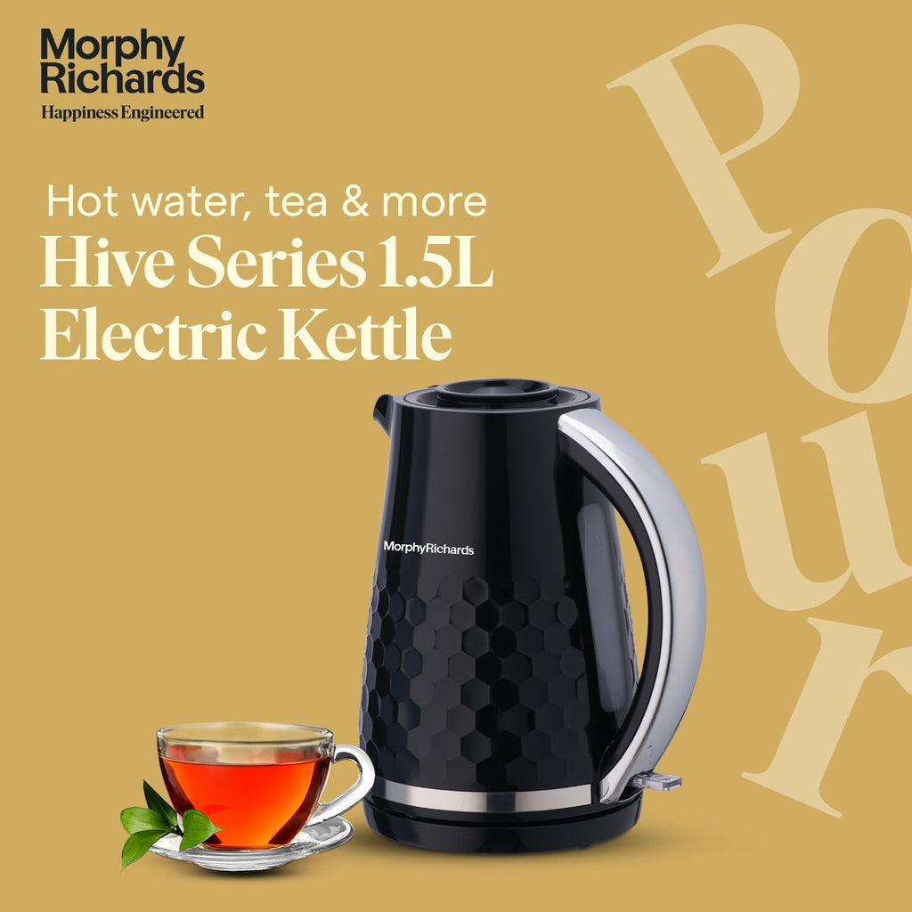Morphy Richards Plastic Hive Series 1.5L Kettle, 1500 Watt, Black