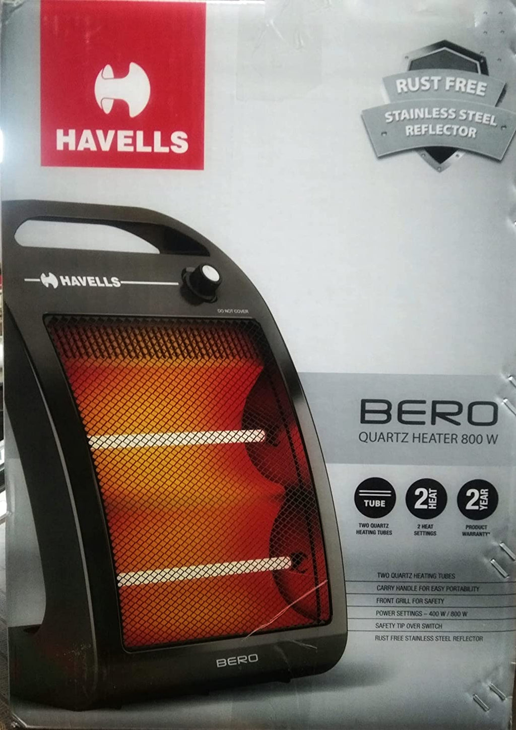Havells Bero Quartz Heater Black 800w 2 Heat Settings 2 Year Product Warranty GHRGHAHK080