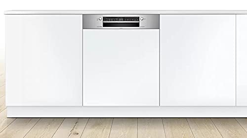 Bosch SMI4IVS00I Serie 4 60 cm Semi-Integrated In-Built Dishwasher (Stainless Steel, Home Connect, Extra Dry, IntensiveZone, Made in Turkey)