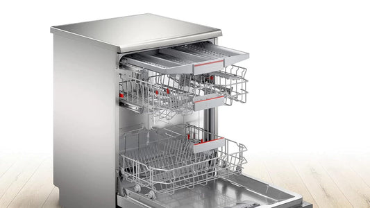 Bosch SMS6HVI01I 14 Place Settings Freestanding Dishwasher (Fingerprint-Free Steel) | Home Connect IoT | Intensive Kadhai Wash | EcoSilence Drive | ExtraDry