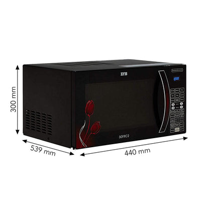 IFB 30FRC2 30 L Convection Microwave Oven (Black, Floral Design, Rotisserie, 101 Auto Cook Menus, Steam Clean, 3-Year Magnetron Warranty)
