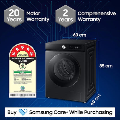 Samsung WD12FB7B34GBTL 12kg/7kg 5 Star AI EcoBubble Wi-Fi Inverter Fully Automatic Front Load Washer Dryer – Black | AI Control, Hygiene Steam, Air Wash