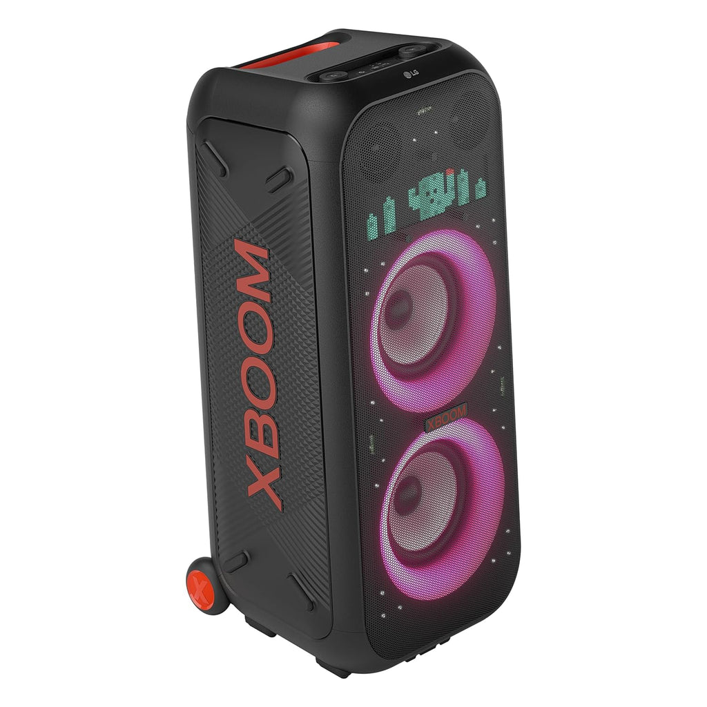LG XL9T XBOOM 2.0 Ch Portable Bluetooth Party Speaker with Dual 8” Woofers, Pixel LED Lights, DJ & Guitar Input, IPX4 Water Resistance – Black