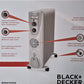 Black+Decker BXRA1102IN 11-Fin Oil Filled Radiator Room Heater with Fan | 2800W | 3 Heat Settings | Overheat Protection | 2-Year Warranty