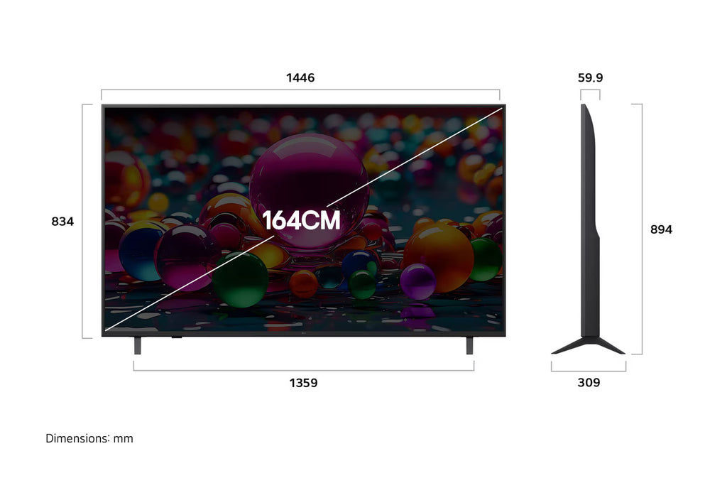 LG 65UA82506LA 65 inch 4K UHD AI Smart TV (2025 Model) with α7 AI Processor Gen8, Filmmaker Mode, Dolby Atmos, webOS 25, Voice ID, VRR & 5-Year Software Upgrade