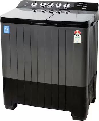 Voltas Beko WTT120UPA/BKSSDG5GTDA 12 Kg 5 Star Semi-Automatic Top Load Washing Machine | Double Waterfall, 1350 RPM, Black