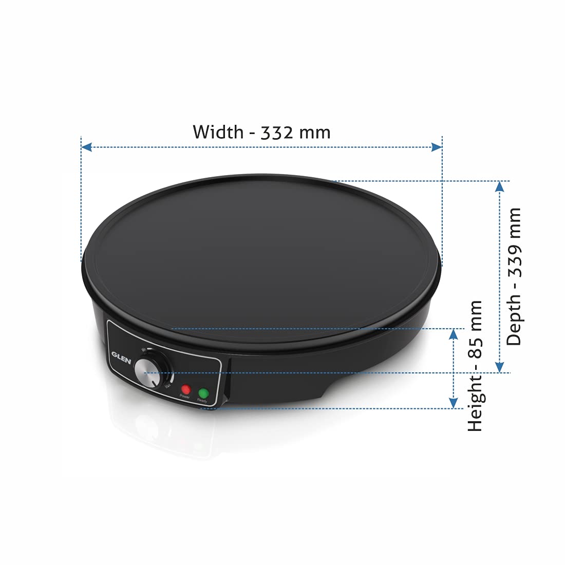Glen SA-3038N Electric Dosa Maker (1000W, Black) | Adjustable Temperature | Non-Stick Coating | Suraj Electronics Delhi NCR
