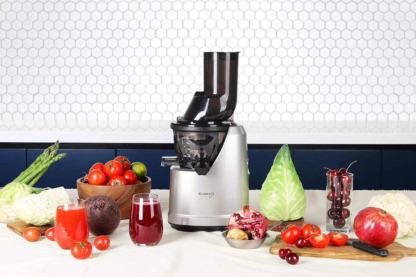 Kuvings B1700 Dark Silver Cold Press Whole Slow Juicer, Patented JMCS Technology for 10% More Juice, All-in-1 Fruit & Vegetable Juicer, 12 Yrs Warranty (Motor), PAN India Services, 240W Strong Motor