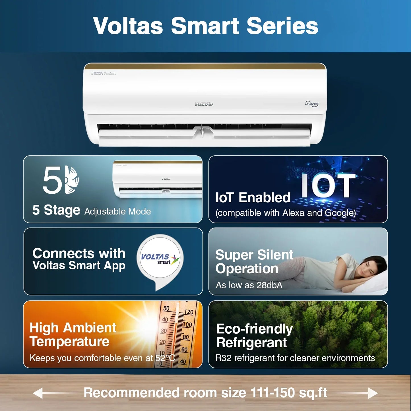 Voltas 183V Vertis Smart Elite Gold 1.5 Ton 3 Star Inverter Split AC | Wi-Fi Smart Control | 100% Copper | R-32 | Suraj Electronics Delhi NCR