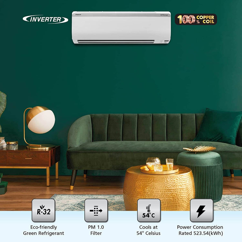 Daikin JTKJ35UV16 1 Ton 5 Star Inverter Split AC | Patented Streamer Discharge | Dew Clean Technology | Copper Condenser | R32 Refrigerant