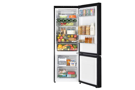 LG GL-B382EBMX 340L 3 Star Frost Free Bottom Freezer Refrigerator (Convertible, Door Cooling+, Smart Inverter Compressor, Wi-Fi, Black Mirror)