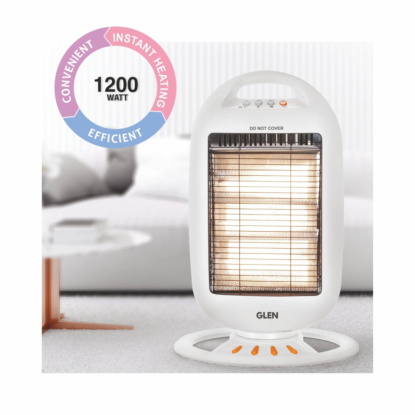 Glen HA7016CH 1200W Electric Carbon Room Heater | 3 Heat Settings | Tip-Over Protection | ISI Certified | Suraj Electronics Delhi NCR