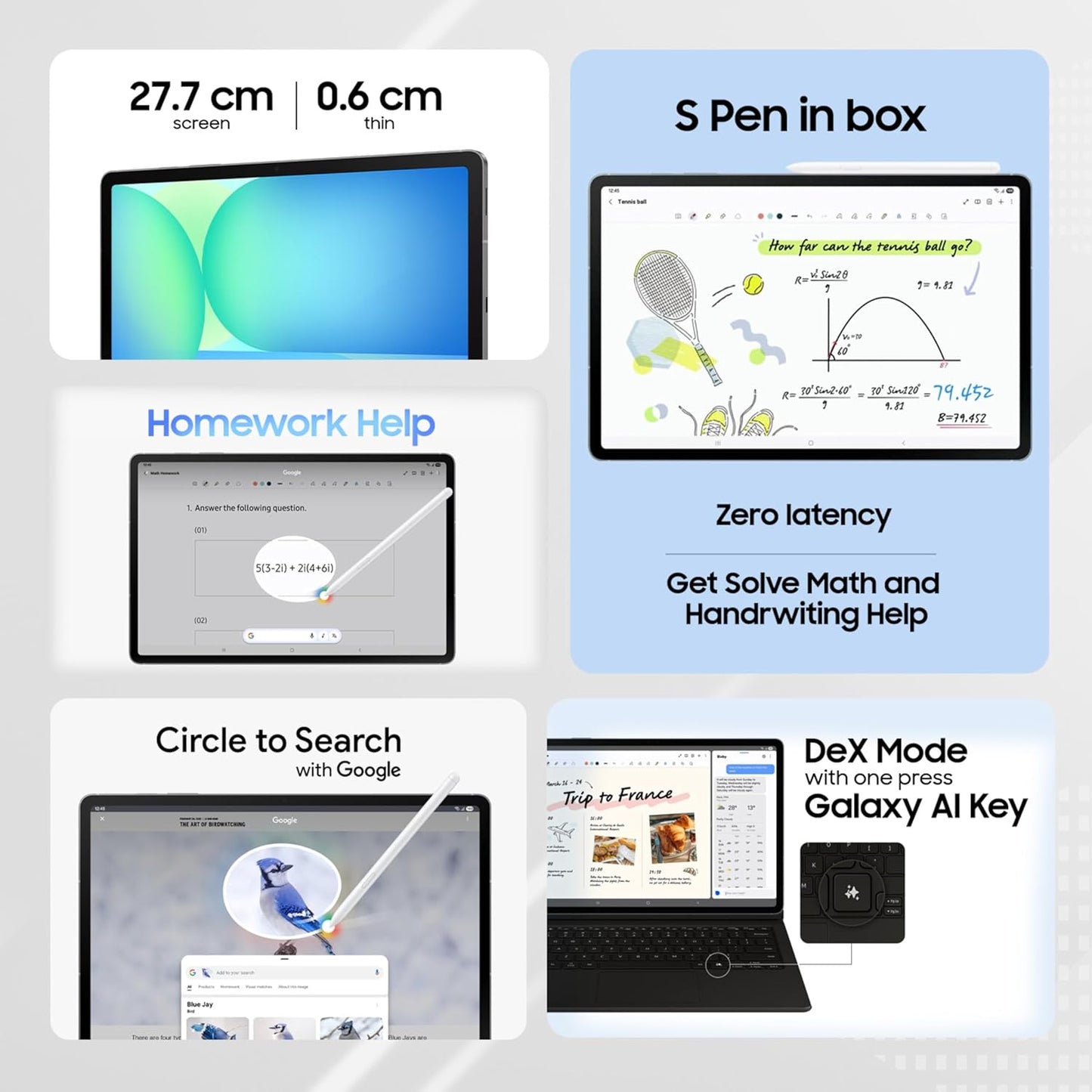 Samsung Galaxy Tab S10 FE, S Pen in-Box, 27.7 cm (10.9 inch) Display, AI Writing, Desktop Mode, Pre Loaded Pro Apps, 12 GB RAM, 256 GB Storage, Wi-Fi Tablet, Blue