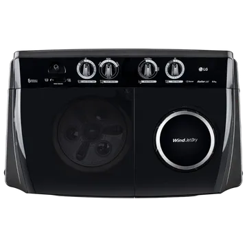LG P8535SLMZ 8.5 Kg 5 Star Semi Automatic Top Load Washing Machine | Roller Jet Pulsator | Soak & Wind Jet Dry | 1400 RPM | Rat Away | Full Black