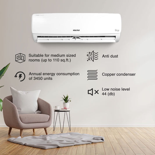 Voltas 123 Vectra Elegant 1 Ton 3 Star Fixed Speed Split AC | Copper Condenser | Turbo Cooling | R32 | Suraj Electronics Delhi NCR