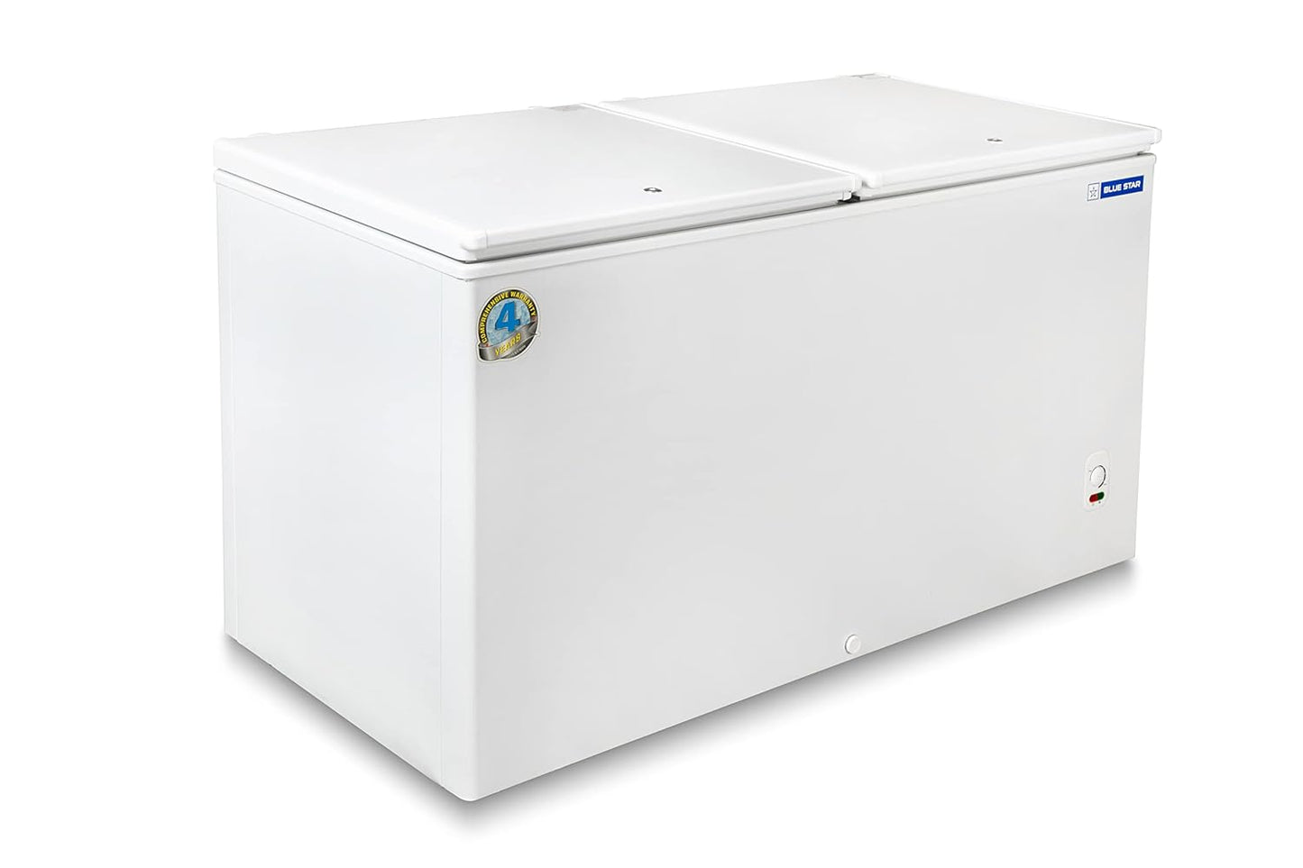 Blue Star CF4-400MEW 400L 4 Star Double Door Deep Freezer (Stainless Steel, High-Density Insulation, Lock & Key, Energy Efficient, White)