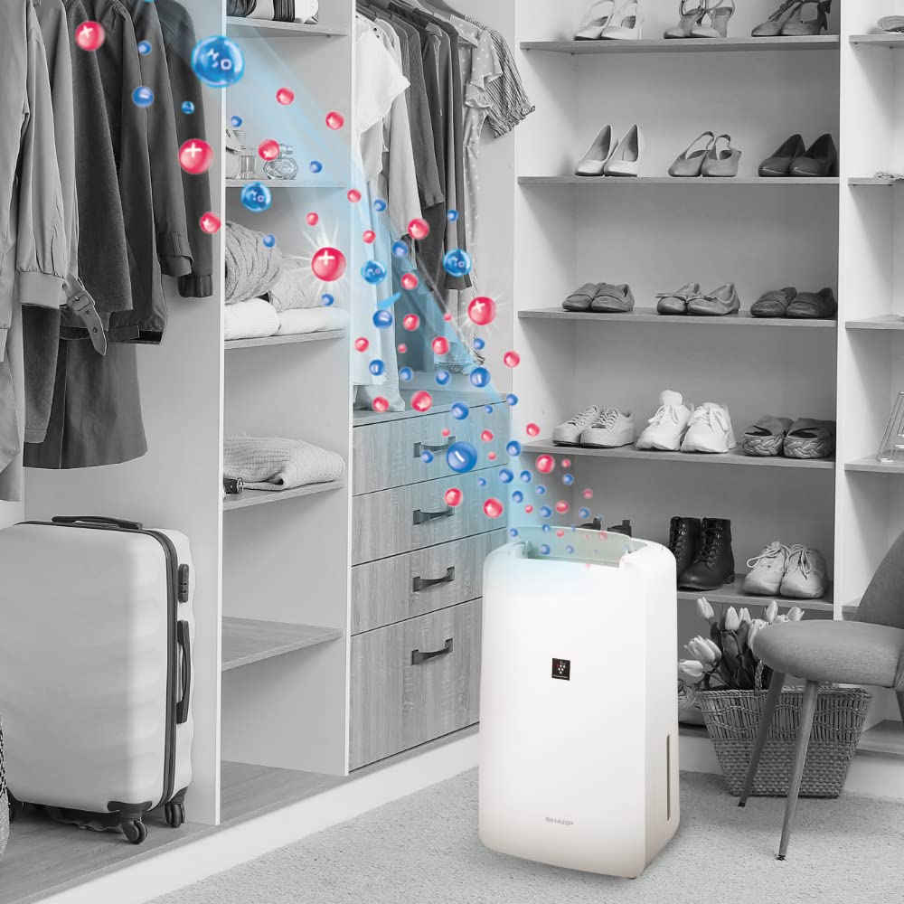 SHARP DW-P10M-W Electric Dehumidifier with Plasmacluster Technology – 10L/Day Moisture Removal, Clothes Dryer Mode, 250 Sq. Ft. Coverage, Dual Drainage