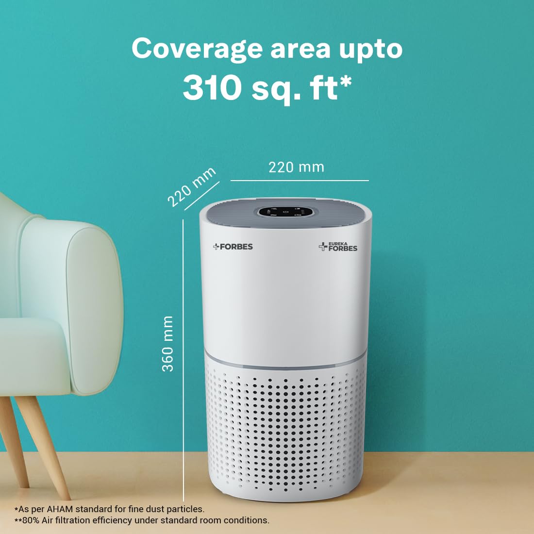 Eureka Forbes Air Purifier 230 | True HEPA H13 Filter | 360° Air Intake | Removes 99.97 % PM2.5, Dust &amp; Allergens | Covers 310 Sq Ft | Suraj Electronics