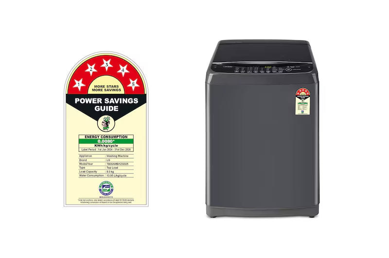 LG T80SNMB1Z 8 Kg Top Load Washing Machine | Smart Inverter Motor, TurboDrum, Auto Pre Wash, Soft Closing Door – Middle Black