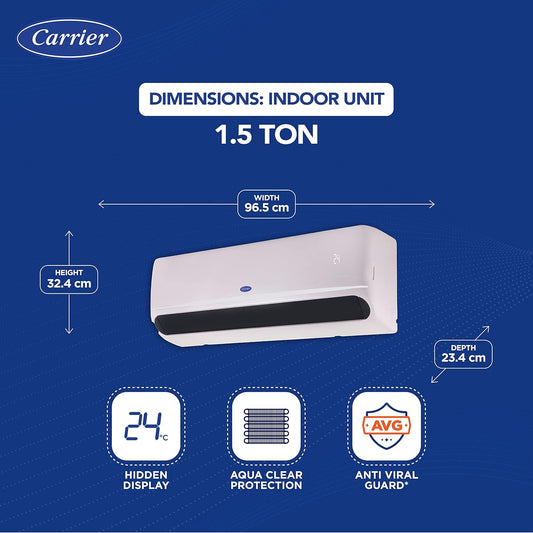 Carrier 1.5 Ton 3 Star AI Flexicool Hybridjet Inverter Split AC | 4-in-1 Convertible | Copper | Suraj Electronics Delhi NCR