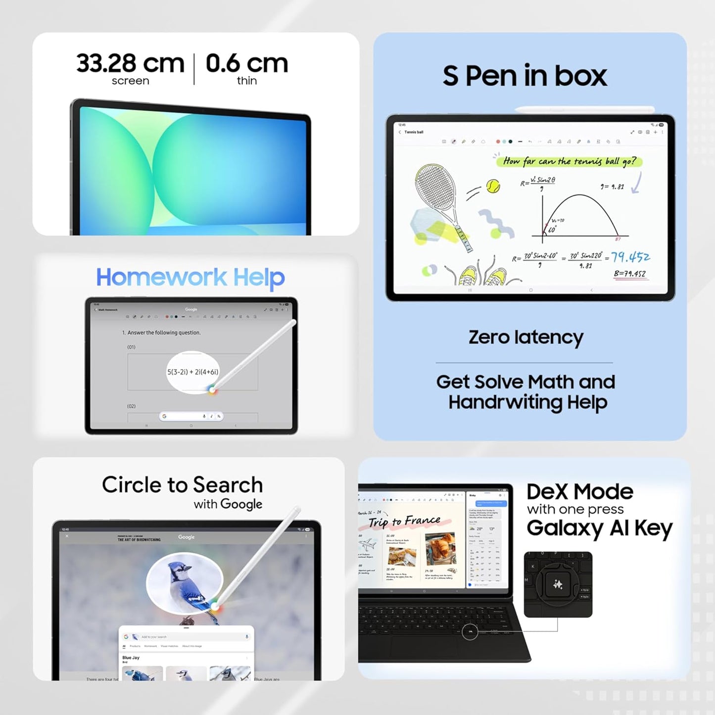 Samsung Galaxy Tab S10 FE+, S Pen in-Box, 27.7 cm (13.1 inch) LCD Display, 12 GB RAM, 256 GB Storage, Wi-Fi + 5G Tablet, Silver