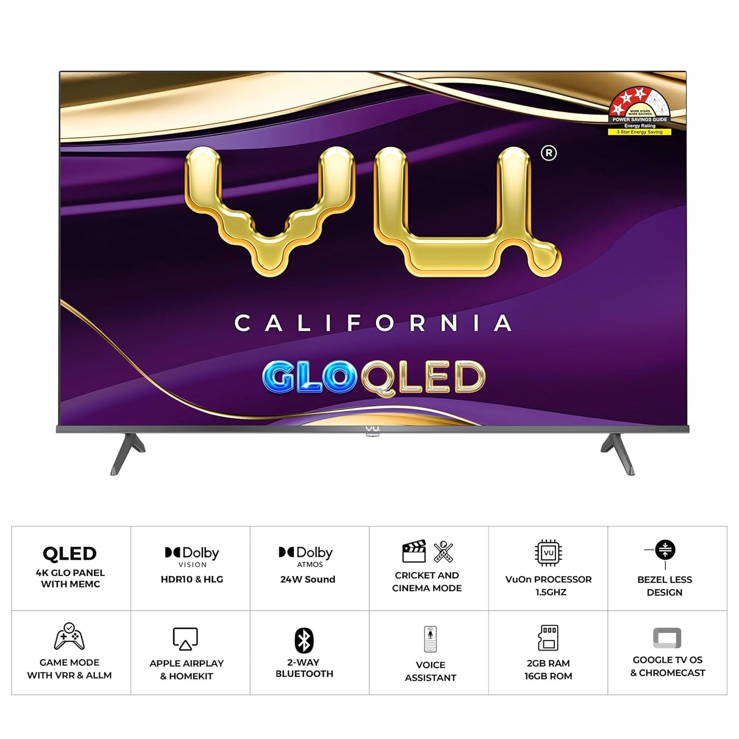 Vu 65GLOQLED25 65-inch 4K QLED Google TV | Dolby Vision | 3 Years Warranty | Suraj Electronics Delhi NCR