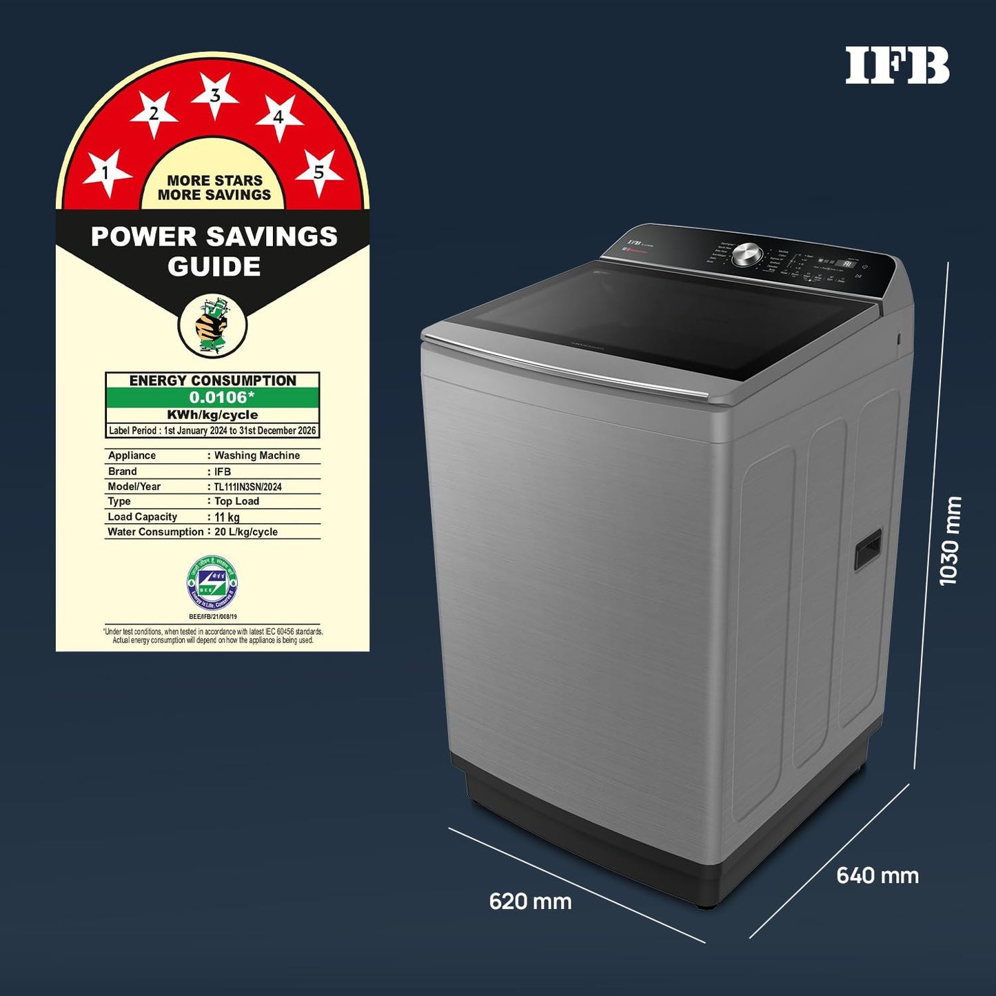 IFB TL111IN3SN 11 Kg 5 Star with DeepClean Technology, AI Powered, Fully Automatic Top Load Washing Machine (  PowerSteam®, Inbuilt Heater, 5D Wash, Aqua Energie, Inox)