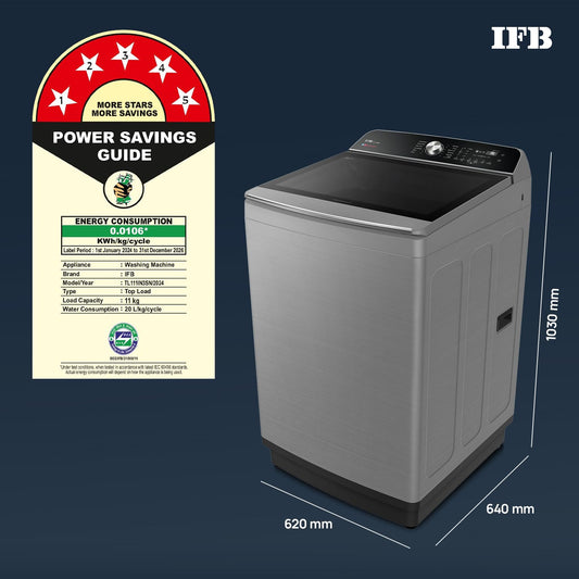 IFB TL111IN3SN 11 Kg 5 Star with DeepClean Technology, AI Powered, Fully Automatic Top Load Washing Machine (  PowerSteam®, Inbuilt Heater, 5D Wash, Aqua Energie, Inox)