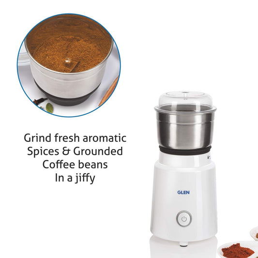 Glen Mini Grinder SA 4045 NG | 350W Compact Dry Grinder | Stainless Steel Blade | Coffee &amp; Spice Grinder | Suraj Electronics Delhi NCR