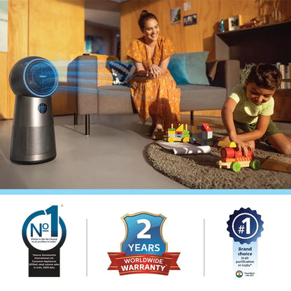 PHILIPS 3-in-1 Air Purifier, Fan & Heater AMF220/65 with 350 Degree Rotation, Removes 99.95% Airborne Pollutant