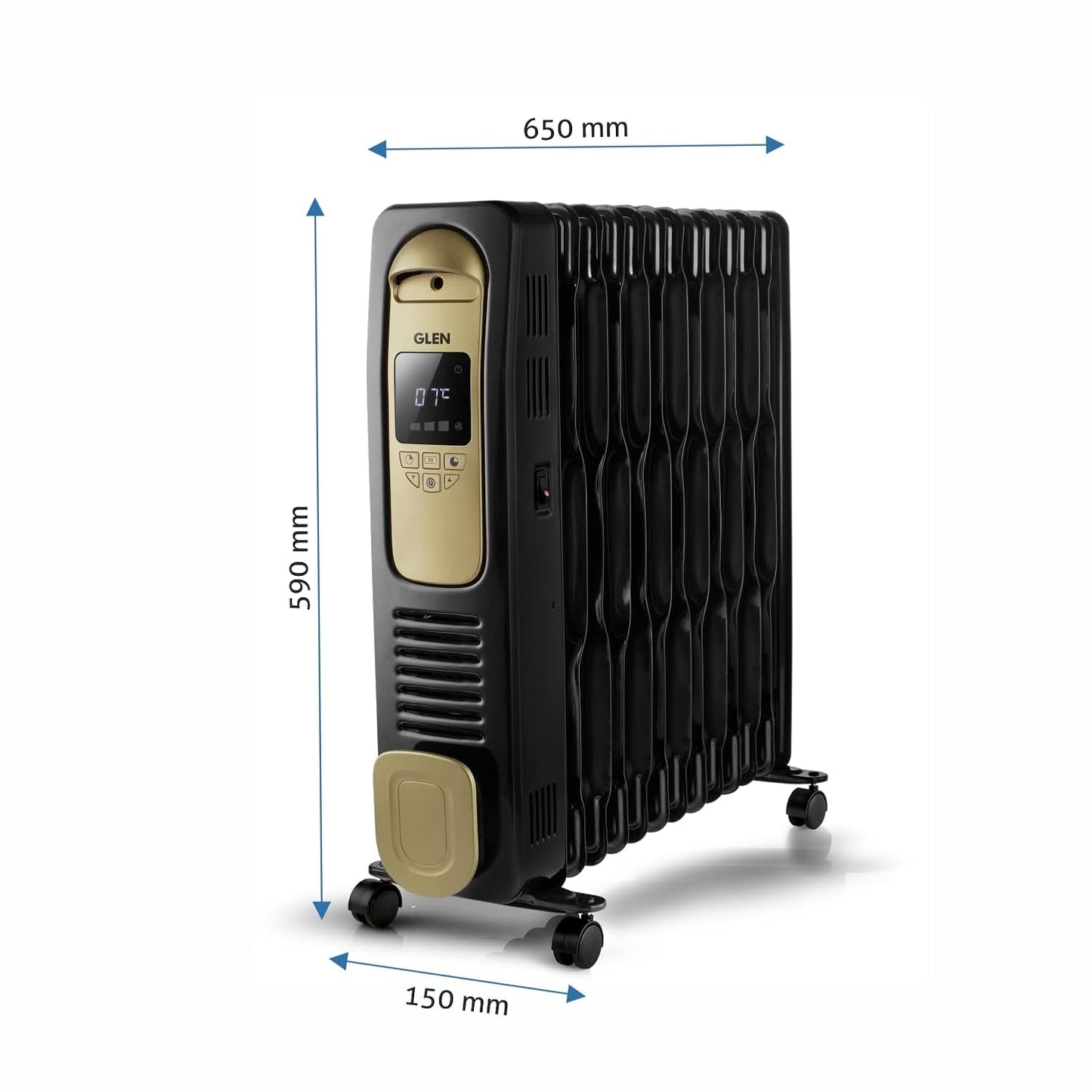 Glen HA7013DOR Digital Oil Filled Radiator Room Heater (11 Fin, 2900W) | Remote Control | Programmable Thermostat | Suraj Electronics Delhi NCR