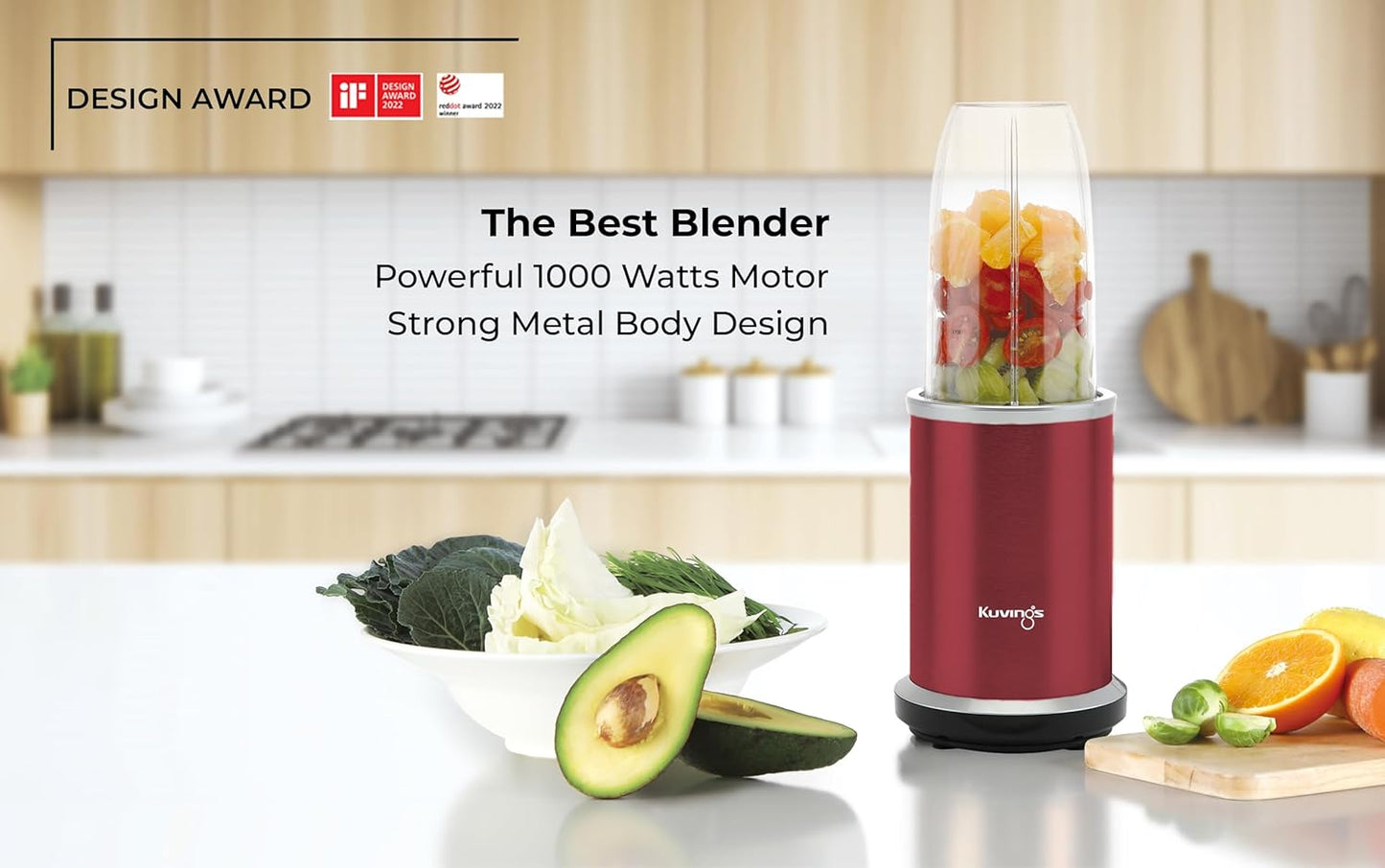 Kuvings Nutri Blender Pro Ferrari Red | 1000W Blender | 7-Year Warranty | Wet &amp; Dry Blades | Suraj Electronics Delhi NCR