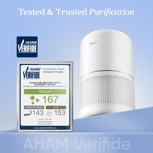 LEVOIT Core 300 Air Purifier for Home Allergies, Pets & Smokers | H13 True HEPA Filter | 24dB Silent Operation | 99.97% Dust, Smoke & Pollen Removal | 2-Year Warranty | White (American Brand)