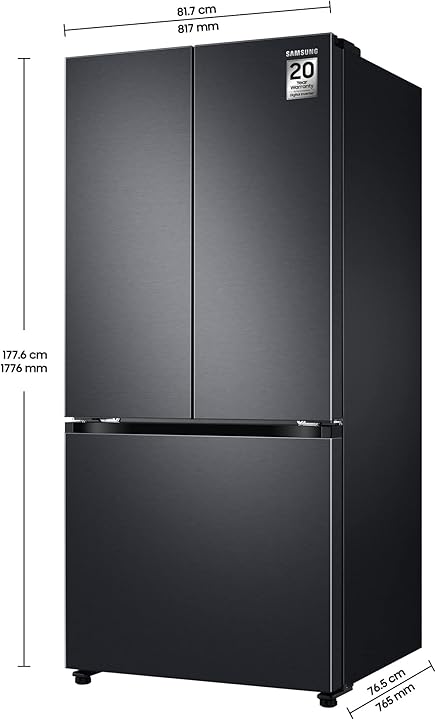Samsung RF57A5032B1 550L Frost Free French Door Refrigerator (Black Matt) – Convertible Bottom Freezer, Digital Inverter Compressor, Twin Cooling Plus