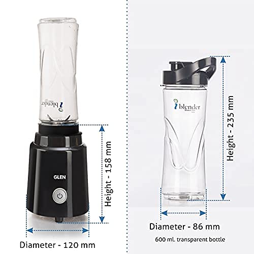 Glen SA 4047 BL Personal Blender (200W, 0.6L, Black) | BPA-Free Bottle | 2-Year Warranty | Suraj Electronics Delhi NCR