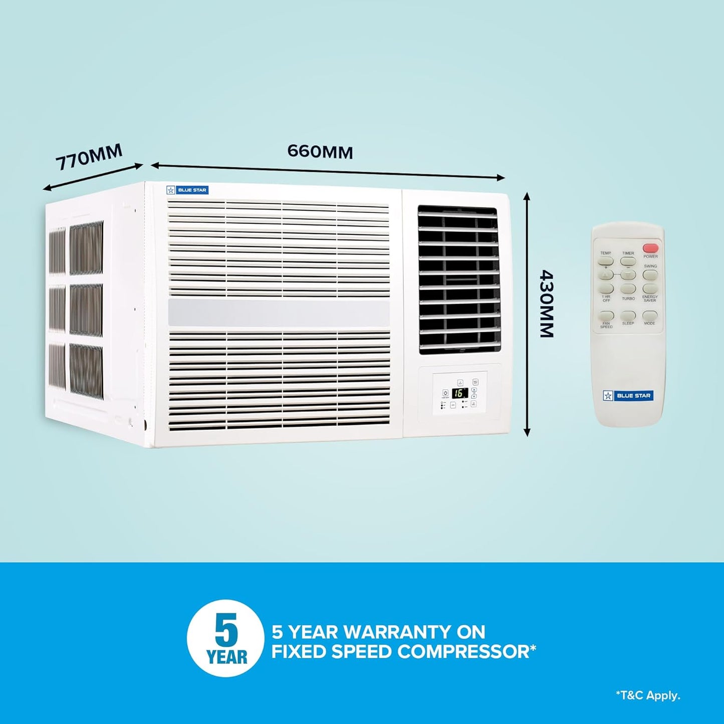 Blue Star WFE324E 2 Ton 3 Star Window AC | Turbo Cool | 100% Copper Condenser | R32 Refrigerant | Fixed Speed – Buy Online at Suraj Electronics