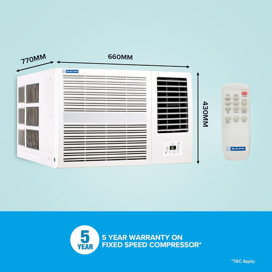 Blue Star WFE324E 2 Ton 3 Star Window AC | Turbo Cool | 100% Copper Condenser | R32 Refrigerant | Fixed Speed – Buy Online at Suraj Electronics