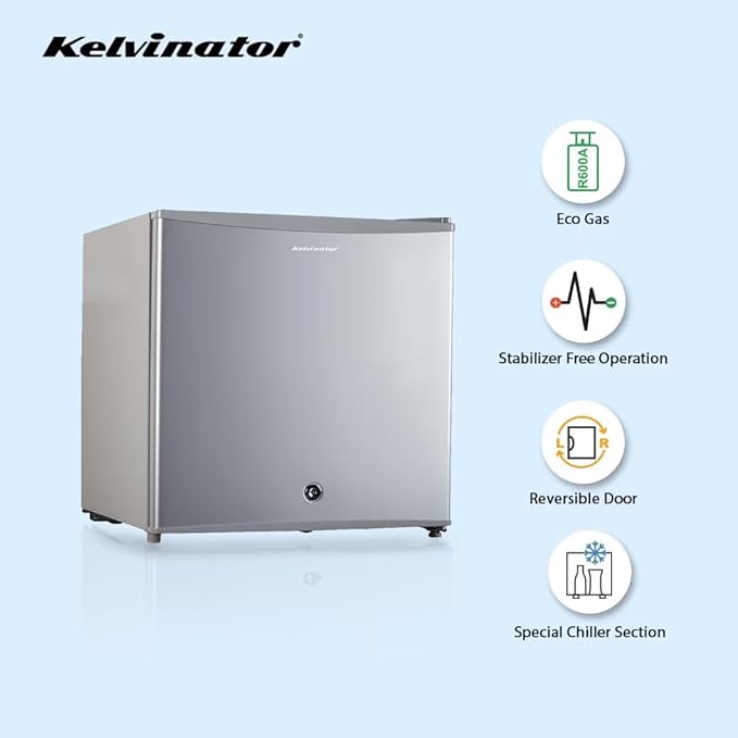 Kelvinator KRC-F050RBPSGV 45 Litre 2 Star Mini Bar Refrigerator (Grey) – Compact Single Door Fridge with Chiller Tray & Auto-Close Door | Buy Online at Suraj Electronics