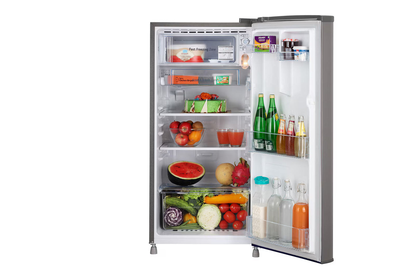 LG GL-B199ODGC 185 L Direct Cool Single Door Refrigerator | 2 Star Rating | Toughened Glass Shelves | Anti-Bacterial Gasket | Stabilizer Free | Dim Grey