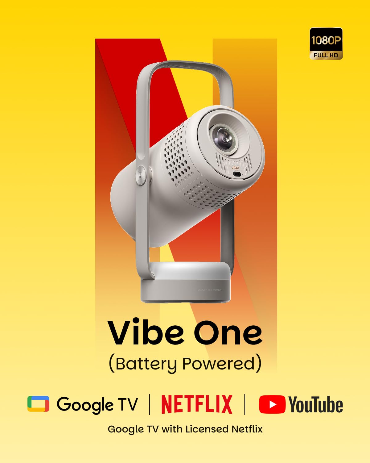 XGIMI Vibe One Portable Projector (Ash) | Full HD 1080p | Auto Focus | Bluetooth | Compact &amp; Lightweight | Suraj Electronics Delhi NCR