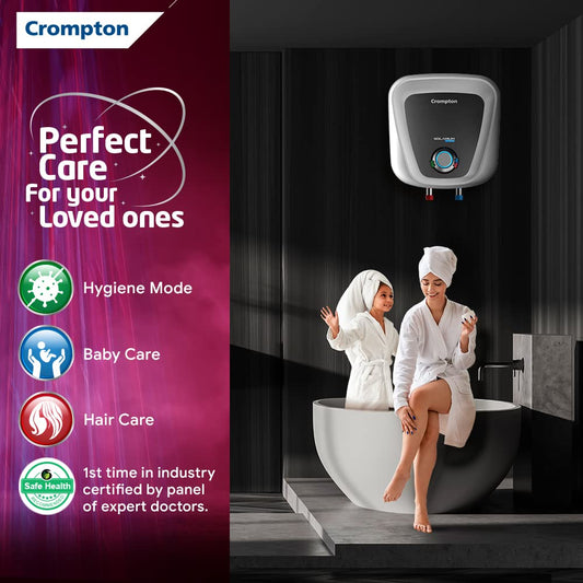 Crompton Solarium Care 15L 5 Star Storage Water Heater | Glassline Coated Tank | Rust-Proof Plastic Body | 3-Level Safety | Suraj Electronics Delhi NCR