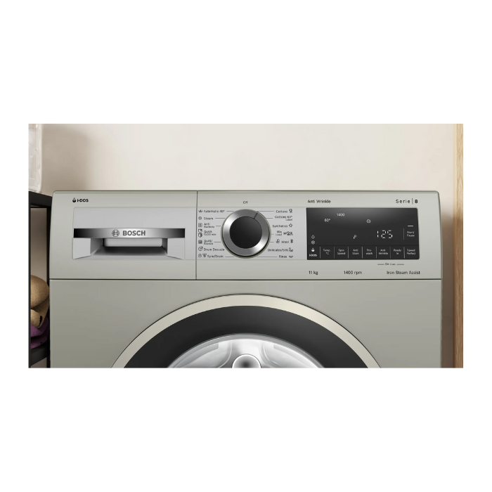 Bosch WGA264AXIN Series 8 11 kg Front Load Washing Machine | i-DOS Smart Dosing | AntiStain | SpeedPerfect | Silver Inox | Suraj Electronics Delhi NCR