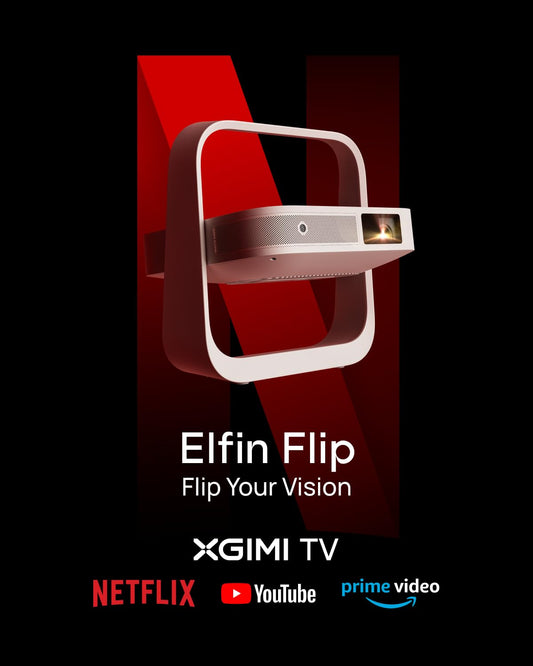 XGIMI Elfin Flip Portable Projector | Full HD 1080p | Licensed Netflix | 400 ISO Lumens | HDR10 | Auto Focus &amp; Built-in Stand | Suraj Electronics Delhi NCR