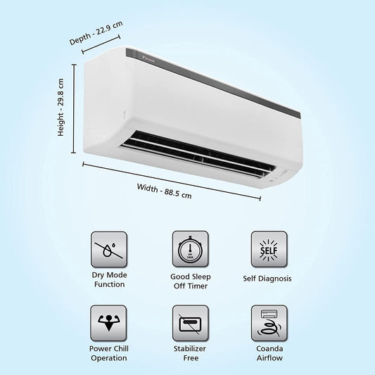 Daikin FTE60UV16U 1.8 Ton 1 Star Split AC | Copper Condenser | Power Chill | PM 2.5 Filter | Suraj Electronics Delhi NCR