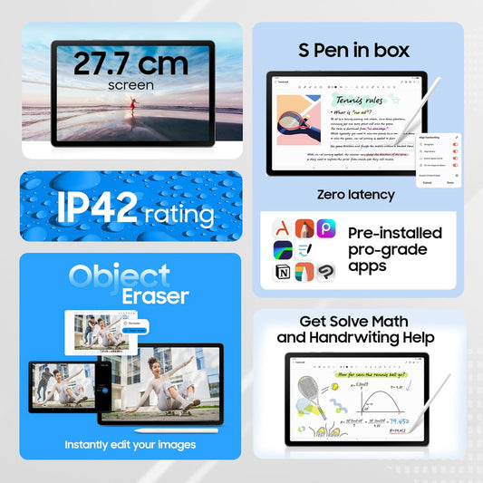 Samsung Galaxy Tab S10 Lite with AI, S Pen in-Box, 27.7 cm (10.9 inch) TFT LCD Display, 8 GB RAM, 256 GB Storage, Wi-Fi Tablet, Silver