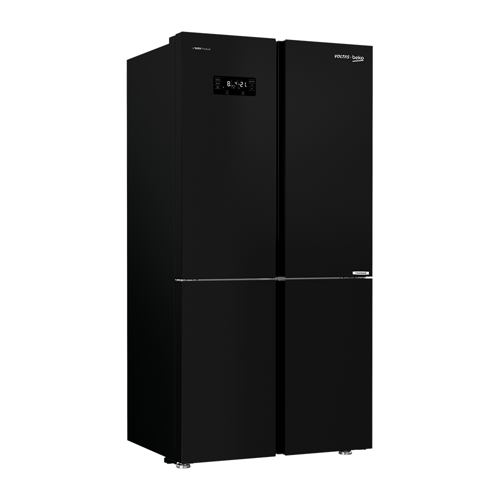 Voltas Beko RSB64GF 626 L 4 Door Side-by-Side Refrigerator | Black Glass Finish | Convertible Zones | NeoFrost Dual Cooling | ProSmart Inverter Compressor