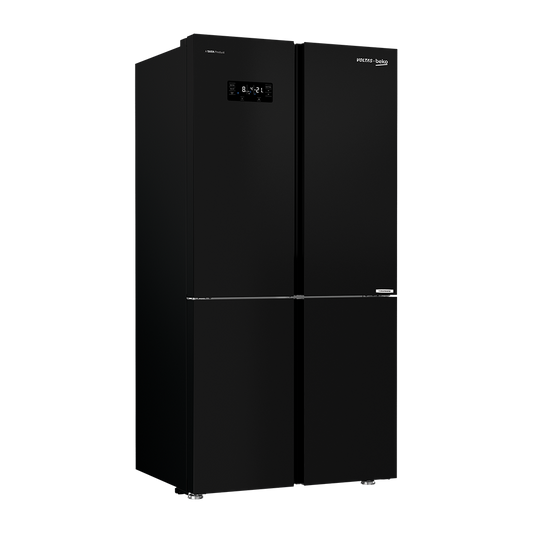 Voltas Beko RSB64GF 626 L 4 Door Side-by-Side Refrigerator | Black Glass Finish | Convertible Zones | NeoFrost Dual Cooling | ProSmart Inverter Compressor