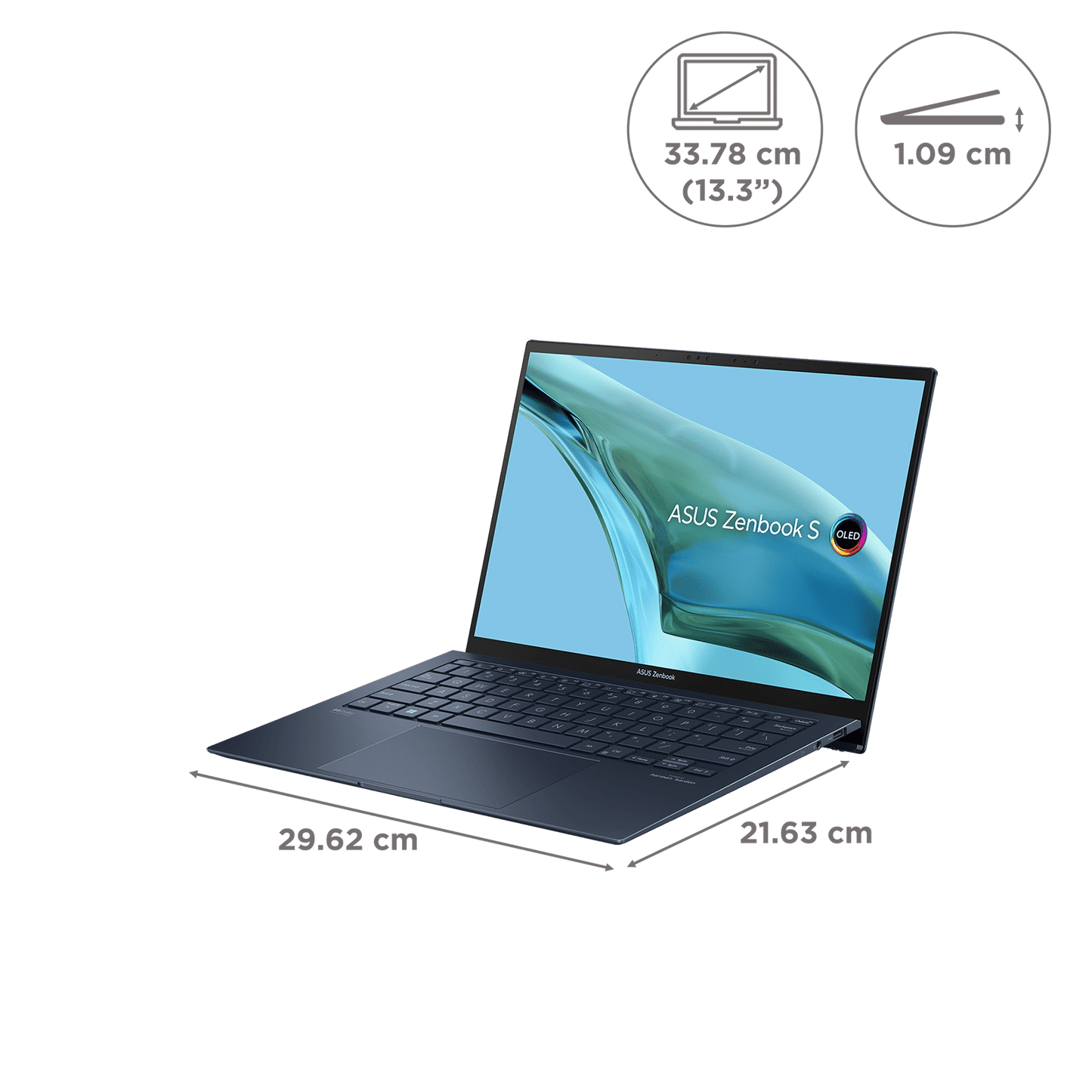 ASUS Zenbook S 13 Intel Core i7 13th Gen Thin and Light Laptop (16GB, 1TB SSD, Windows 11 Home, 13.3 inch OLED Display, MS Office 2021, Ponder Blue, 1 KG)