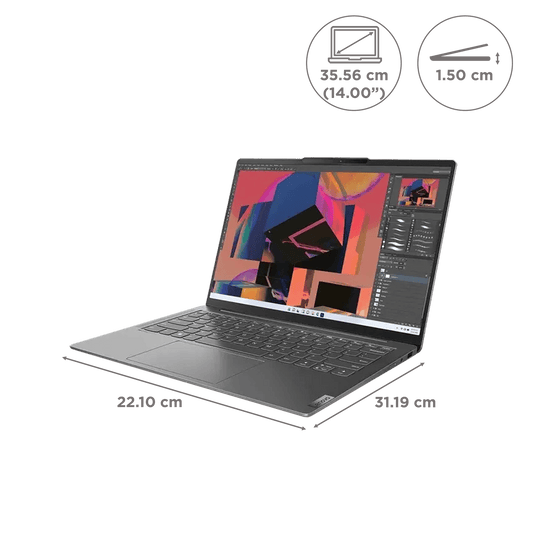 Lenovo Yoga Slim 6 14IRH8 Intel Core i7 13th Gen (14 inch, 16GB, 1TB, Windows, MS Office 2021, Intel Iris Xe, OLED Display, Metallic Grey, 83E00014IN)